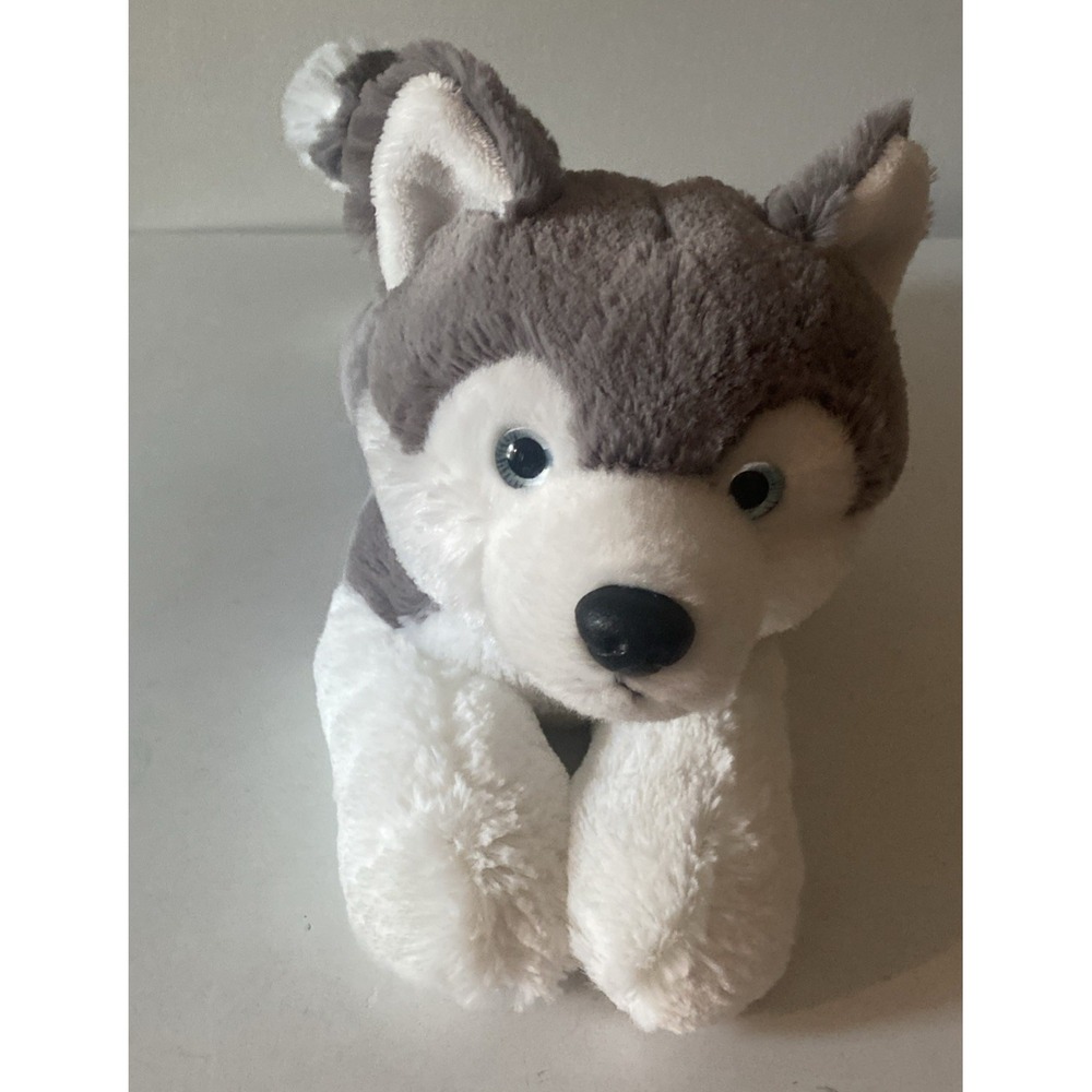 Aurora Husky Dog Wolf Gray White Plush Blue Eyes 16"  Stuffed Animal Toy